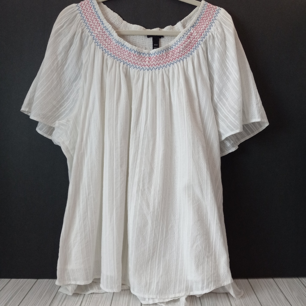 Lane Bryant Americana Classic Crew-Neck Smocked Top